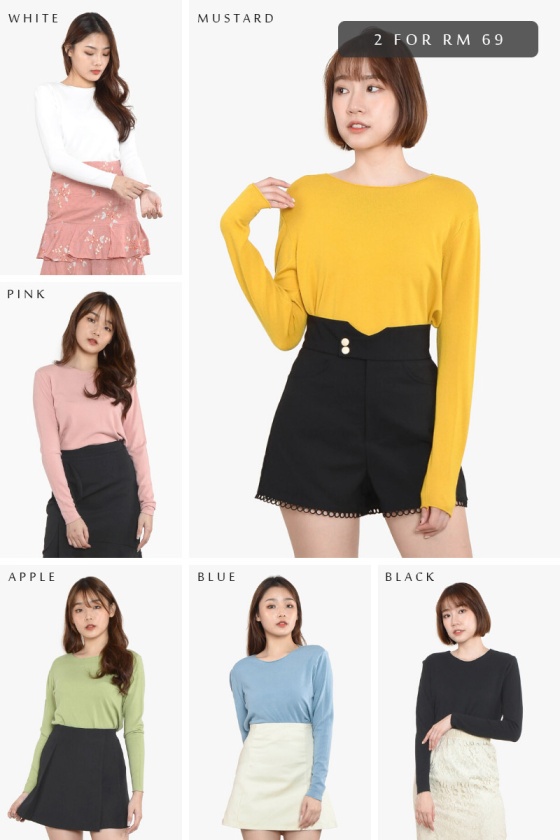 [2 FOR RM 69] Parthenia Round Neck Knitted Top