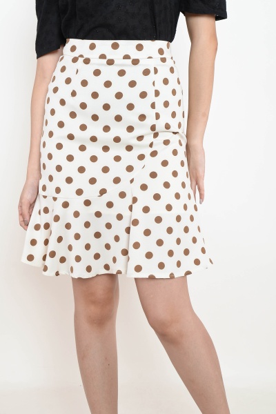 Akiko Polka Mermaid Skirt - Beige