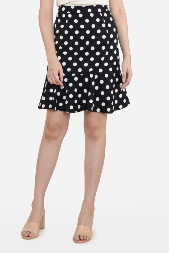 Akiko Polka Mermaid Skirt - Black