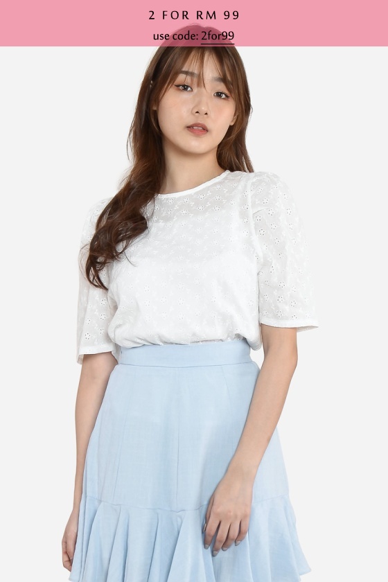 Alethia Puff Sleeve Top - White (free inner singlet)