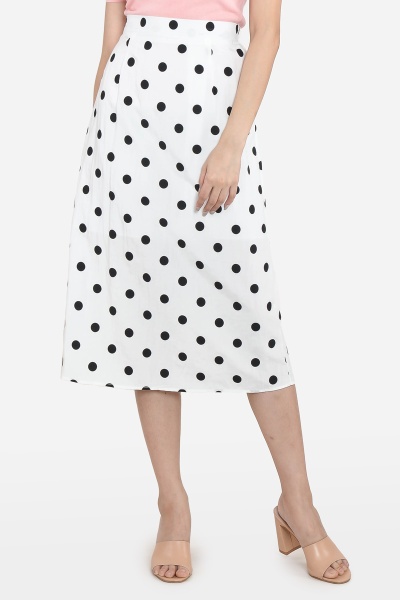 Laveta Polka Dot Midi Skirt - White