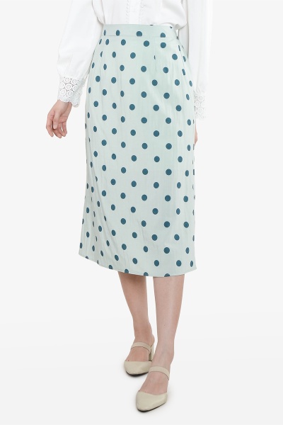 Laveta Polka Dot Midi Skirt - Mint
