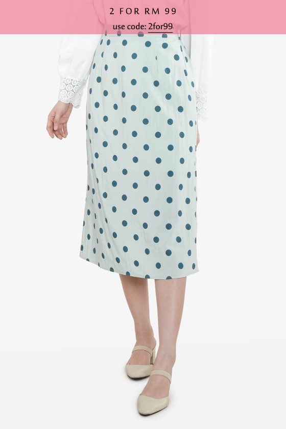 Laveta Polka Dot Midi Skirt - Mint