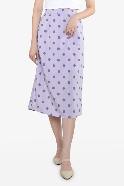 Laveta Polka Dot Midi Skirt - Purple