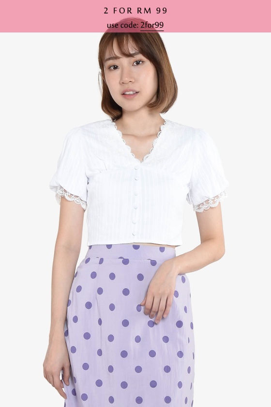 Joella Lace Crop Top - White