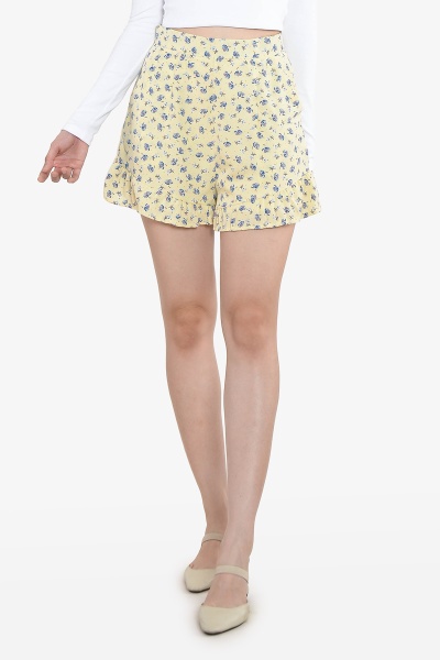 Serena Floral Shorts - Yellow