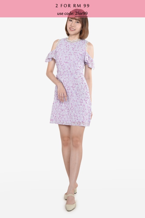 Cheryle Floral Dress - Purple