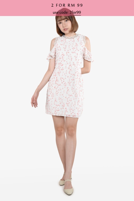 Cheryle Floral Dress - White