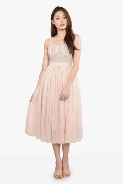 Caren Strap Dress - Beige