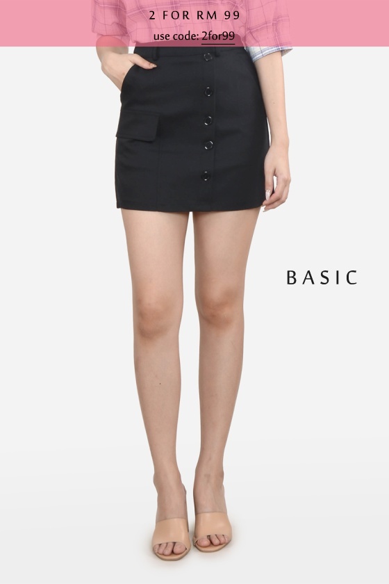 Eleonore Button Skort - Black