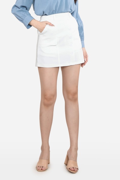 Eleonore Button Skort - White