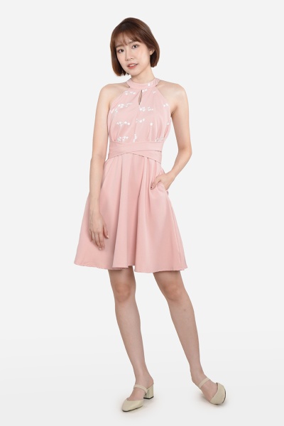 Ronna Halter Dress - Pink