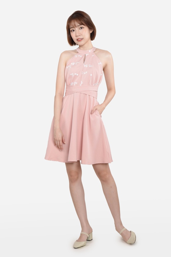 Ronna Halter Dress - Pink