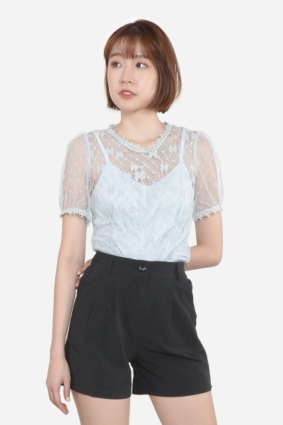 Christel Lace Top - Light Blue