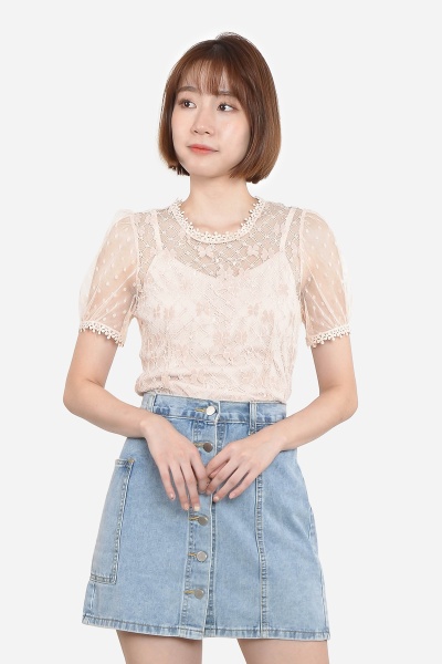 Christel Lace Top - Pink