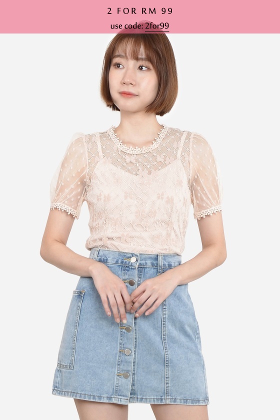 Christel Lace Top - Pink