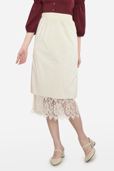Pearly Lace Two-Way Skirt - Beige