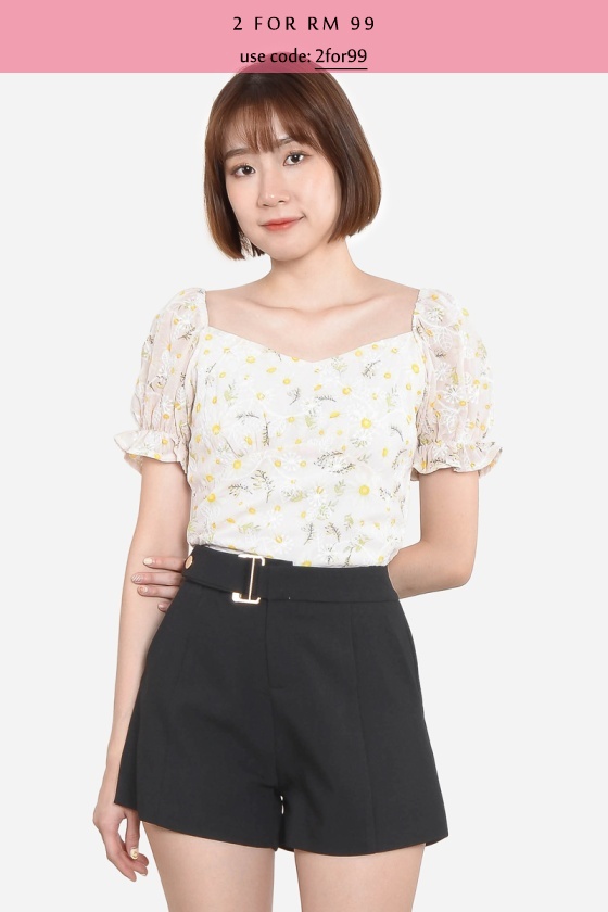 Porsha Floral Top - Cream