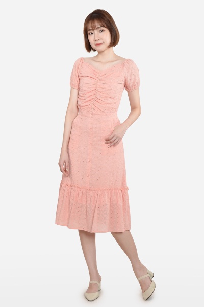 Kacie Eyelet Two Piece Suit - Peach