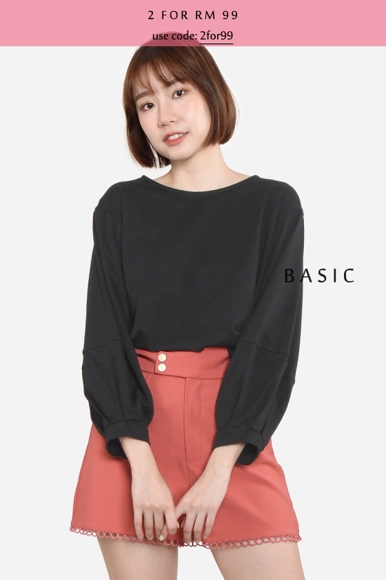 Coretta Oversize Basic Tee - Black