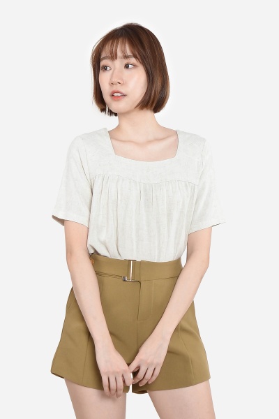 Kaley Square Neck Top - Beige