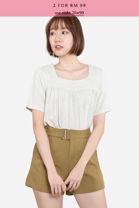 Kaley Square Neck Top - Beige