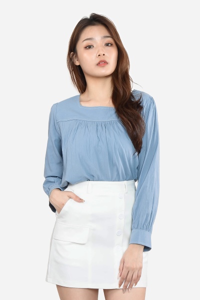 Nickole Square Neck Top - Blue