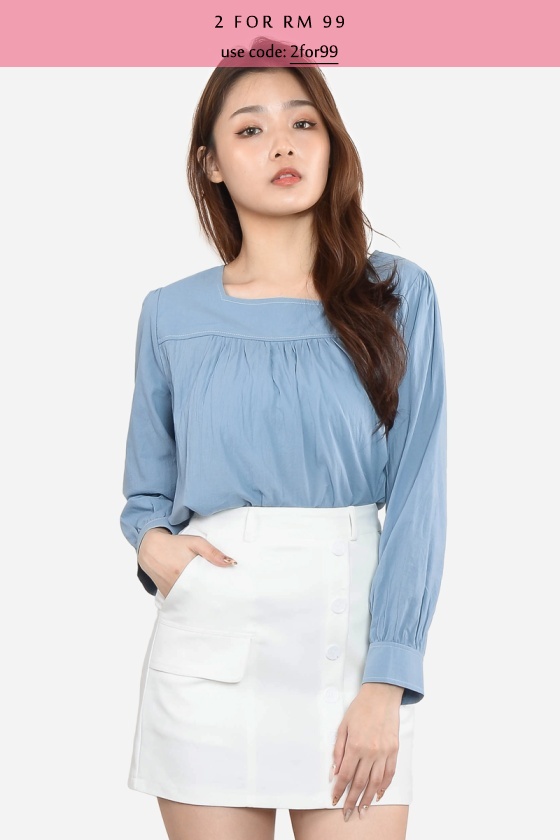 Nickole Square Neck Top - Blue