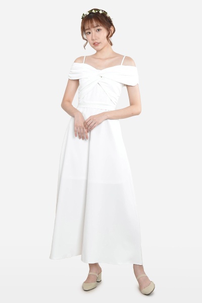 Taiz Cross Maxi Dress - White