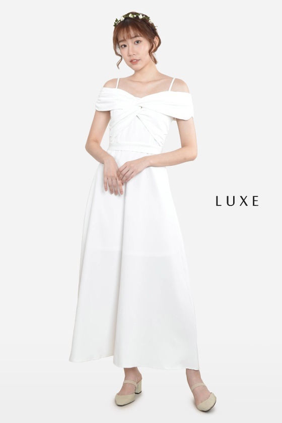 Taiz Cross Maxi Dress - White