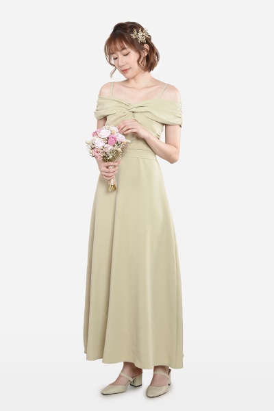 Taiz Cross Maxi Dress - Champagne