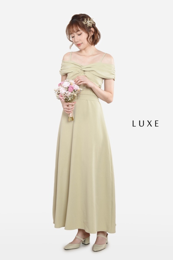 Taiz Cross Maxi Dress - Champagne