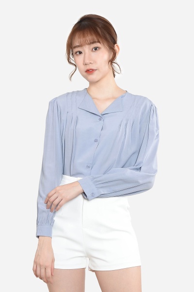 Josefine Cuff Shirt - Ash Blue