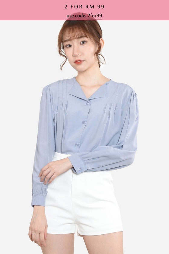 Josefine Cuff Shirt - Ash Blue