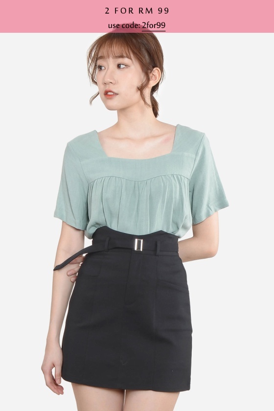 Kaley Square Neck Top - Apple