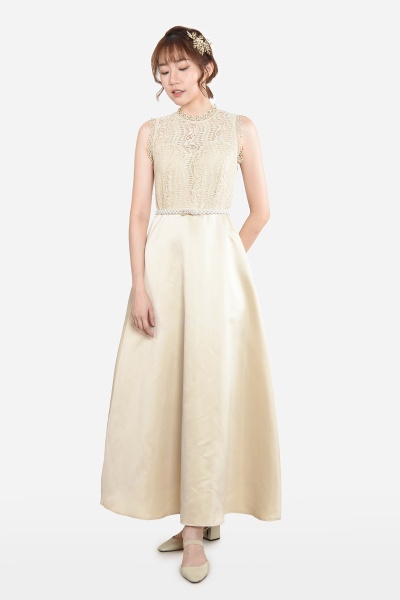 Valentina Lace Maxi Dress - Champagne
