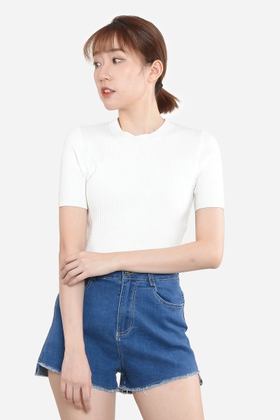 Monnie Knitted Top - White
