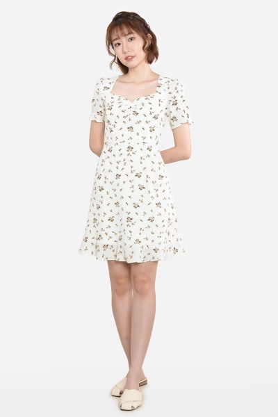 Tonya Diamond Collar Dress - Beige