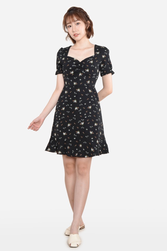 Tonya Diamond Collar Dress - Black