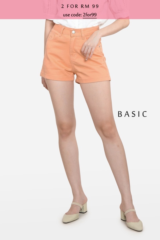 Teodora Denim Shorts - Orange