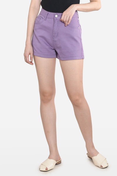 Teodora Denim Shorts - Purple