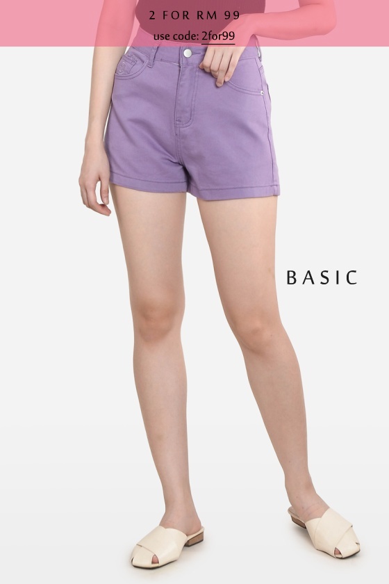 Teodora Denim Shorts - Purple