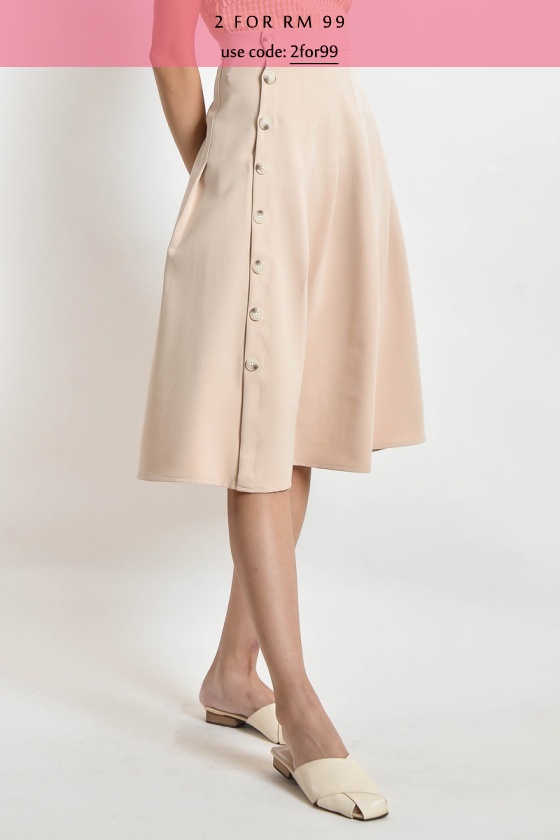 Onie Midi Skirt - Beige