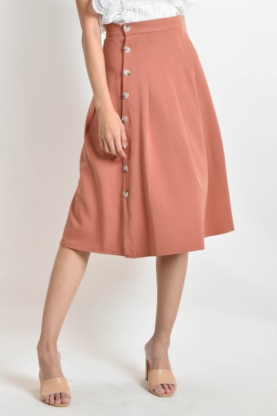 Onie Midi Skirt - Coral