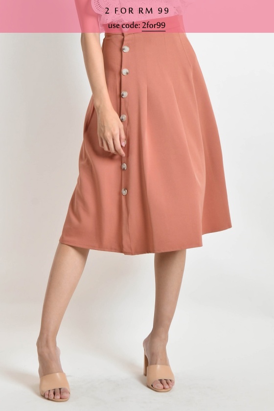 Onie Midi Skirt - Coral