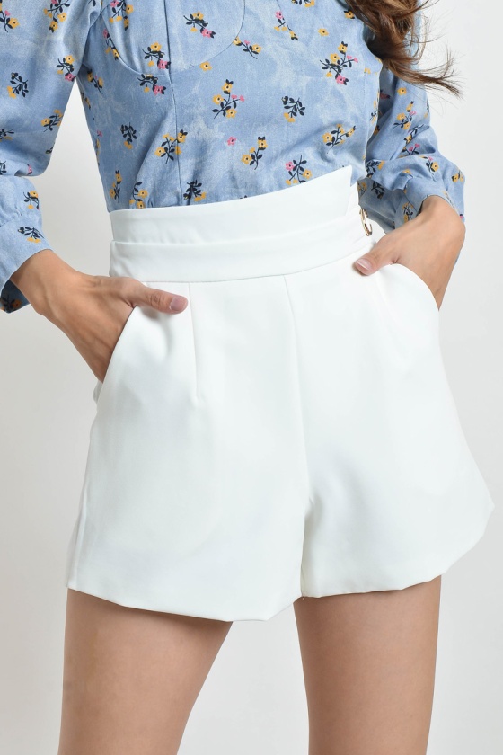 Daniele Button Shorts - White