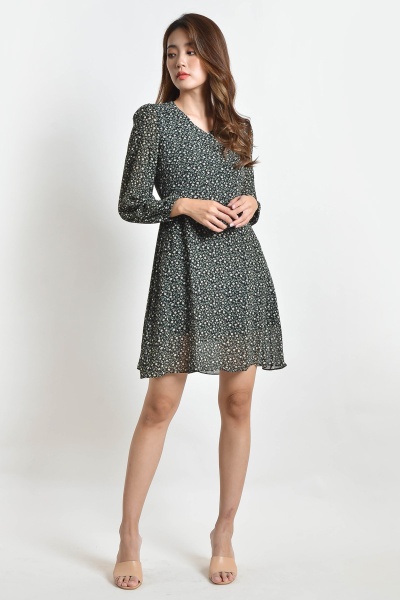 Mora Floral Dress - Black