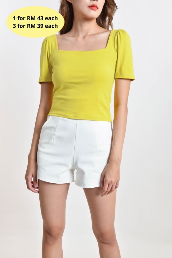 Margit Puff Sleeve Tee - Yellow