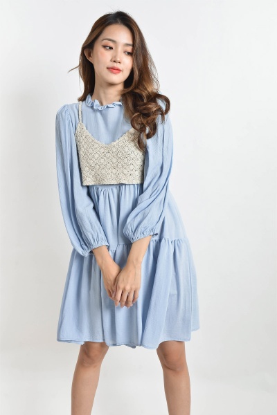 Leta Babydoll Dress - Blue