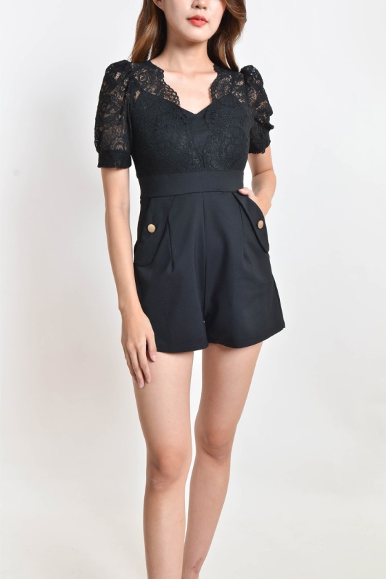 Sonia Lace Jumpsuit - Black